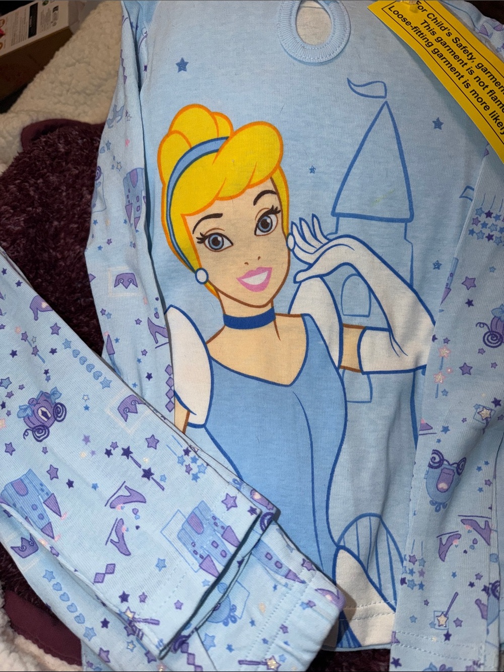 Y2K Disney Cinderella Shimmer 2 piece Set-Girls Pajama -Long sleeve and pants. - Picture 3 of 9